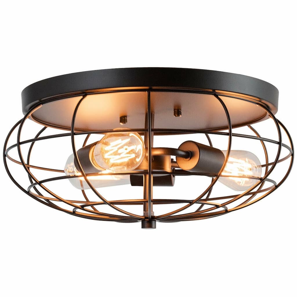 Semi Flush Mount Ceiling Light with Industrial Retro Design - 15.5" x 15.5" x 8" (L x W x H)