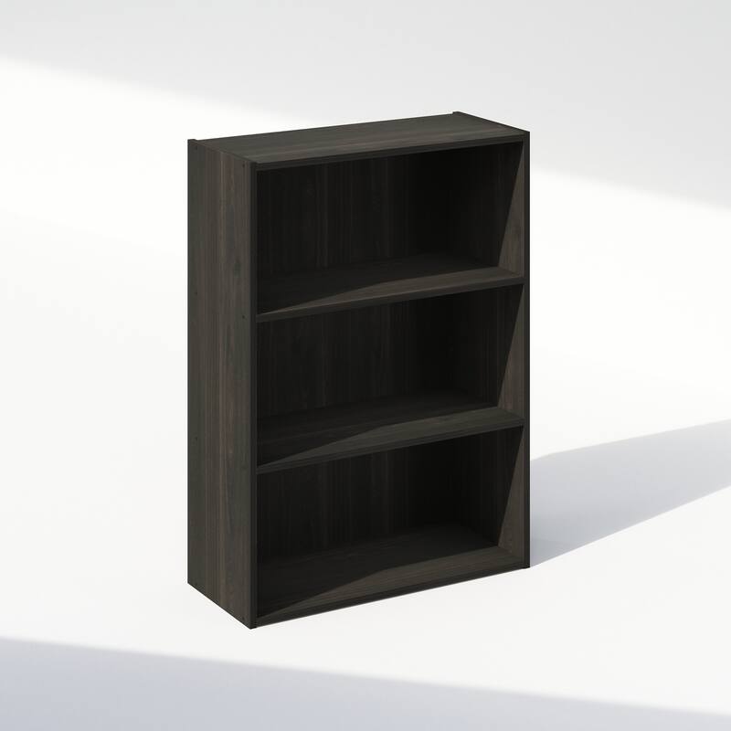 31.5 in. Tall Espresso Wood 3-Shelf Bookcase