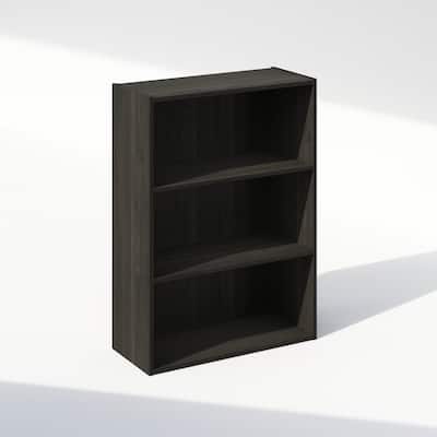 31.5 in. Tall Espresso Wood 3-Shelf Bookcase