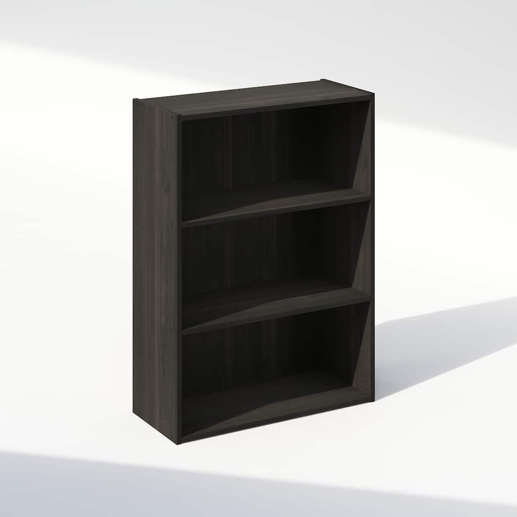 31.5 in. Tall Espresso Wood 3-Shelf Bookcase