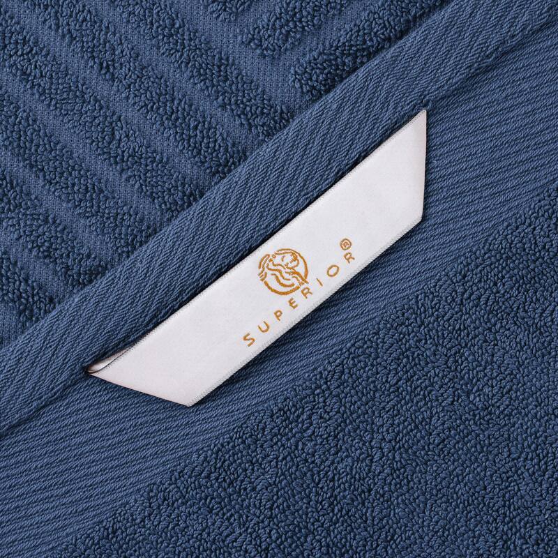 Superior Basketweave Egyptian Cotton Jacquard and Solid Bath Towel Set of 4