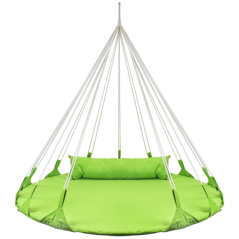 Hanging Swing Nest with Pillow, Double Hammock Daybed Saucer Style Lounger Swing, 264 Pound Capacity