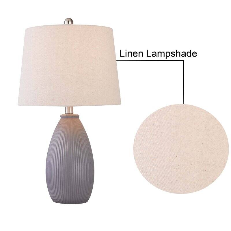 22.25" Ceramic Round Table Lamp (Set of 2)