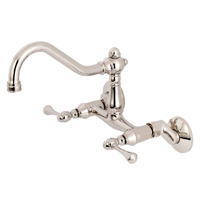 Kingston Brass Vintage 6 in. Adjustable Center Wall Mount Kitchen Faucet - Polished Nickel