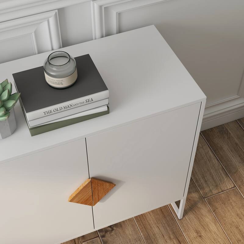 Modern Sideboard Buffet Cabinet Entrance Cabinet with 2 Storage Compartments and Square Handles, for Living Room