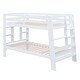 preview thumbnail 7 of 6, White Twin Over Twin Bunk Bed with Ladder, Storage Shelves, Pine Frame