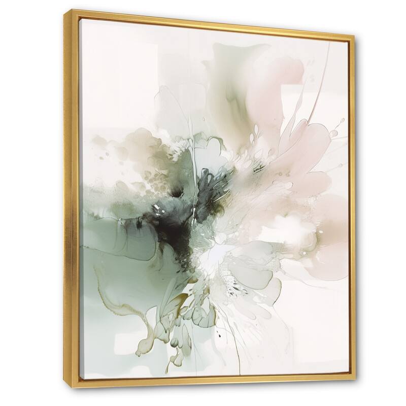 Designart "Green And Cream Essence Of Modernity I" Abstract Framed Canvas Wall Art