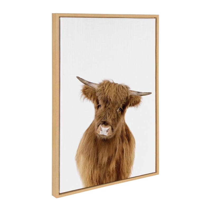 Sylvie Baby Highland Calf Animal Print Framed Canvas by Amy Peterson - Plastic - 23x33 - Brown