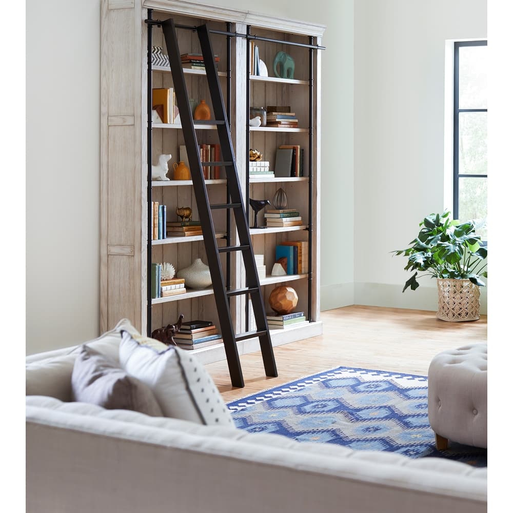 Avondale 8' Tall Bookcase Wall With Ladder, Storage Organizer, Display Shelf for Office, Brown - 80"W x 94"H x 15"D