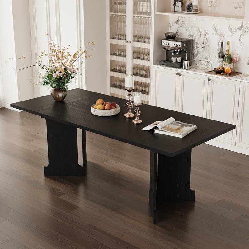 Rectangular Dining Table, Full Wood Grain Finish, Spacious Kitchen Table Working Desk