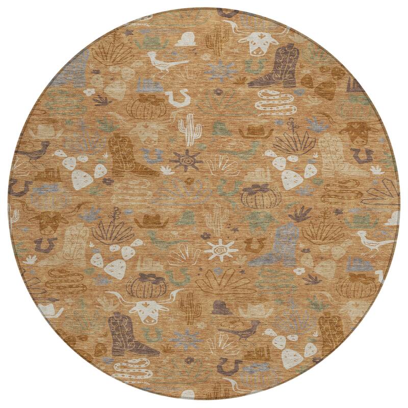 Machine Washable Indoor/ Outdoor Modern Ranch Chantille Rug