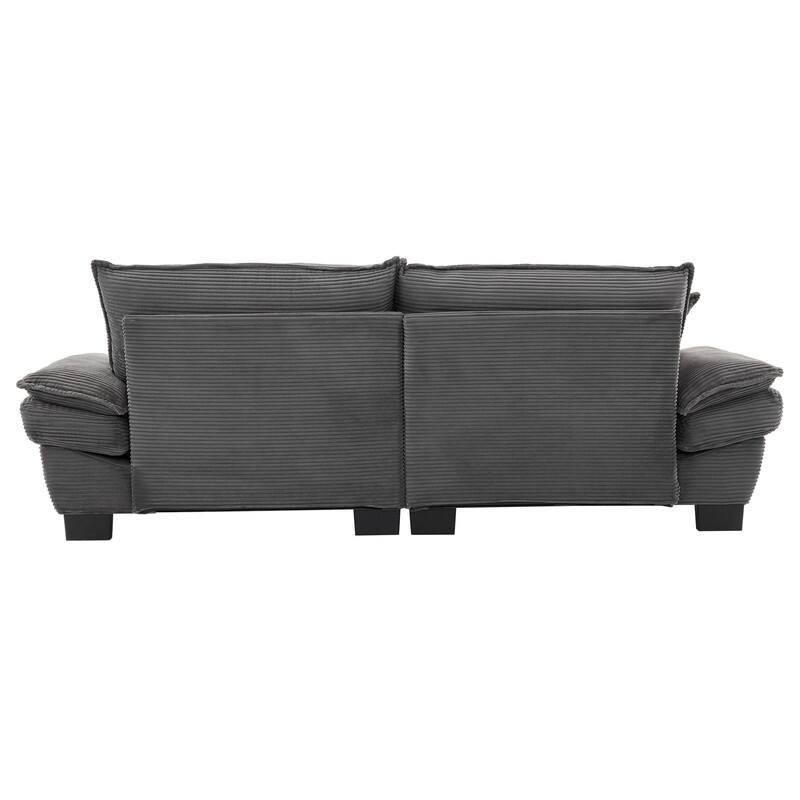 Oversized Corduroy Loveseat Sofa - 84" Wide Deep-Seat Couch with Pillows for Living Room, Apartment, Office