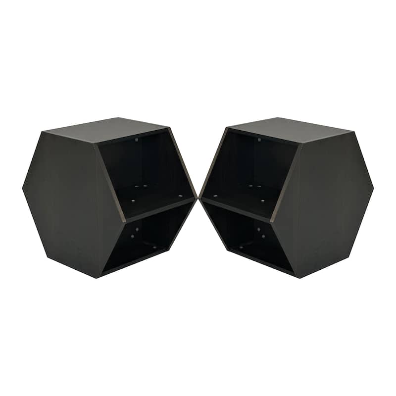 47.24'' Hexagonal Coffee Table Side Table Nightstand Antique Wood 2PCS