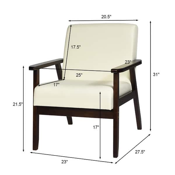 dimension image slide 6 of 7, Costway Set of 2 Fabric Accent Armchair Solid Wood Upholstered Lounge - See Details