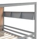 preview thumbnail 27 of 40, Full Size Wood House Bed with 2 Drawers and Shelves, Kids Platform Storage Bed Frame with Wardrobe and Small Curtain