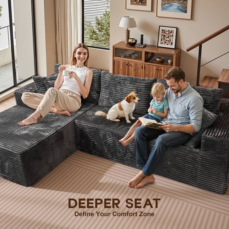 OVIOS All-Foam Plush L-Shaped Sofa​