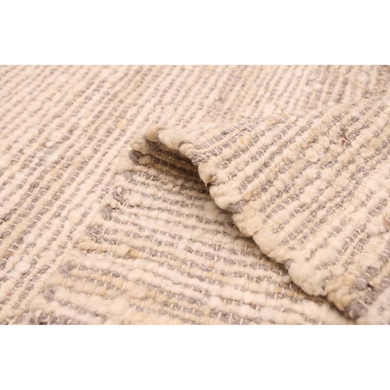 ECARPETGALLERY Braid weave Sienna Cream, Taupe Wool Kilim - 8'5 x 10'0