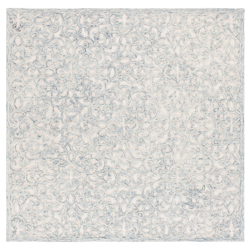 SAFAVIEH Handmade Trace Racheal Modern Wool Rug - 6' Square - Charcoal/Ivory