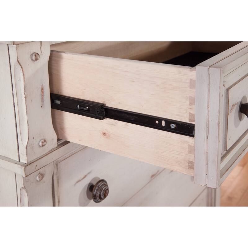 Harbor Point Cobblestone White Vintage 5-drawer Chest