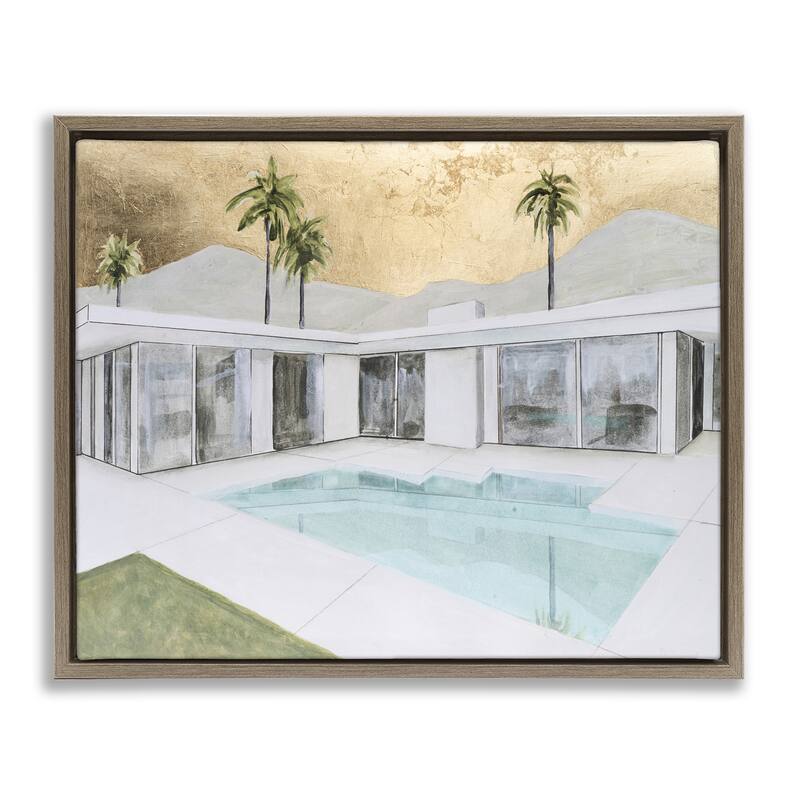Stupell Modern Chic Pool View Framed Floater Canvas Wall Art Design By Michael Willett - 21 x 17 - Brown