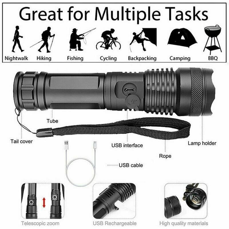 90000 Lumens Powerful Flashlight