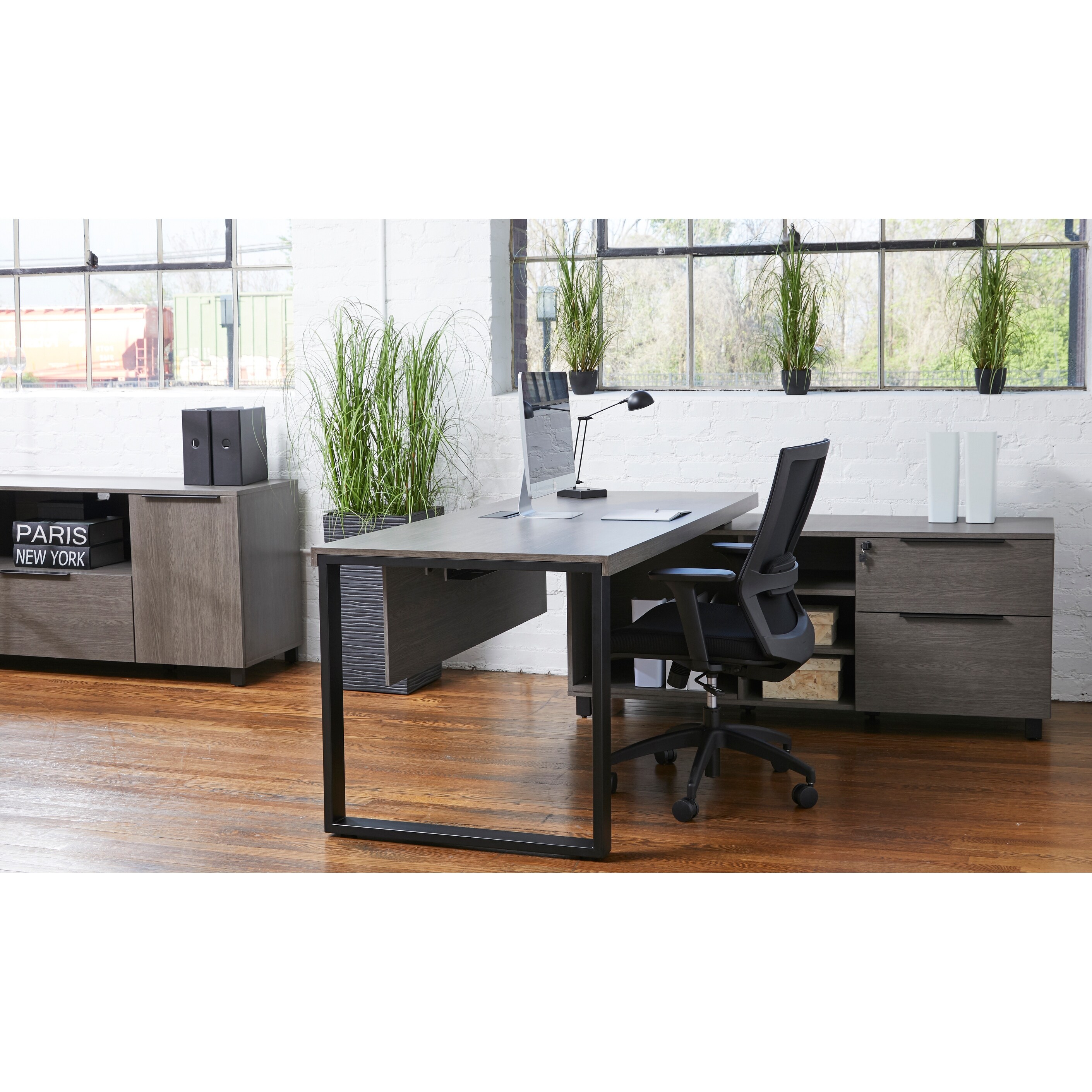 Rye Studio Albert Grey Modern Large Executive Desk Overstock 31175920