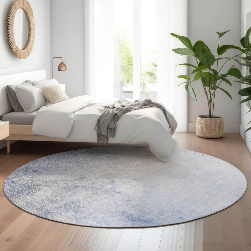 Premium Washable Super Soft Solid Ombre Mayfield Rug - Blue - 8' x 8' - Round