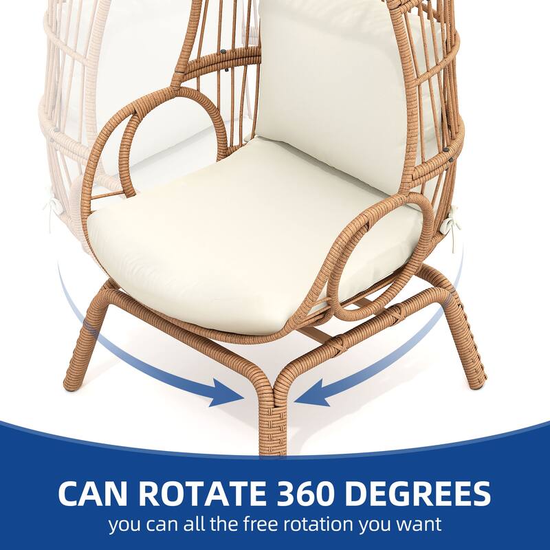 Moasis Outdoor Small Egg Chair Patio Wicker Basket Chair with Ottoman,Rocking Egg Chair,Swivel Egg Chair
