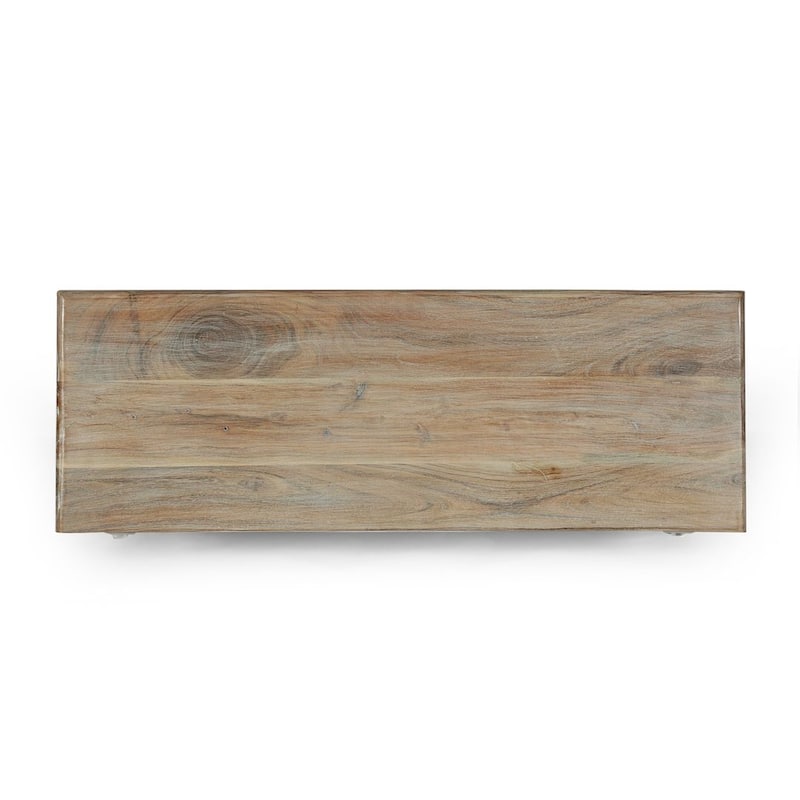 Natural Wood White Floral Accent Chest With 3-Drawer
