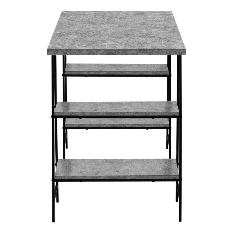 Contemporary 48" Computer Desk with 4 Open Shelves and Metal Base, Space-Saving Writing Desk for Home Office
