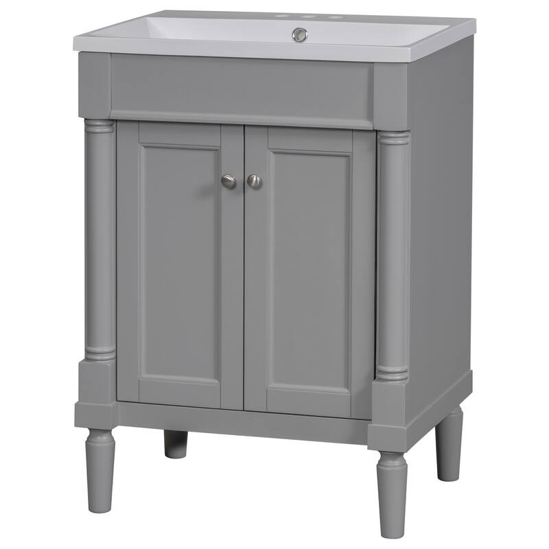 24'' Bathroom Vanity with Top Sink, 2-Tier Modern Bathroom Storage Cabinet
