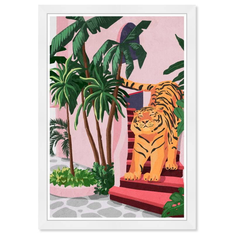 Wynwood Studio Prints Animals Tiger Stretch Pink and Light Pink Tropical Wall Art Canvas Print