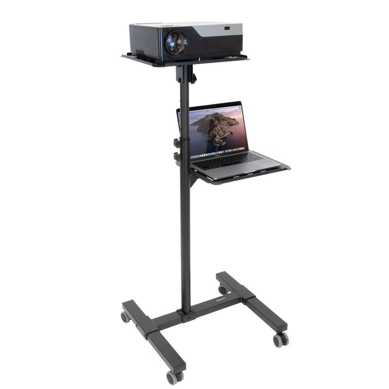 Mount-It! Mobile Projector Stand, Rolling Height Adjustable Laptop and Projector Presentation Cart and Trolley, Black
