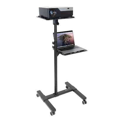 Mount-It! Mobile Projector Stand, Rolling Height Adjustable Laptop and Projector Presentation Cart and Trolley, Black