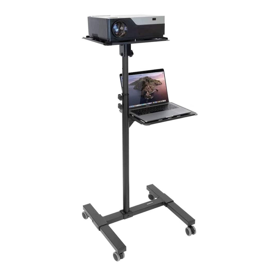 Mount-It! Mobile Projector Stand, Rolling Height Adjustable Laptop and Projector Presentation Cart and Trolley, Black