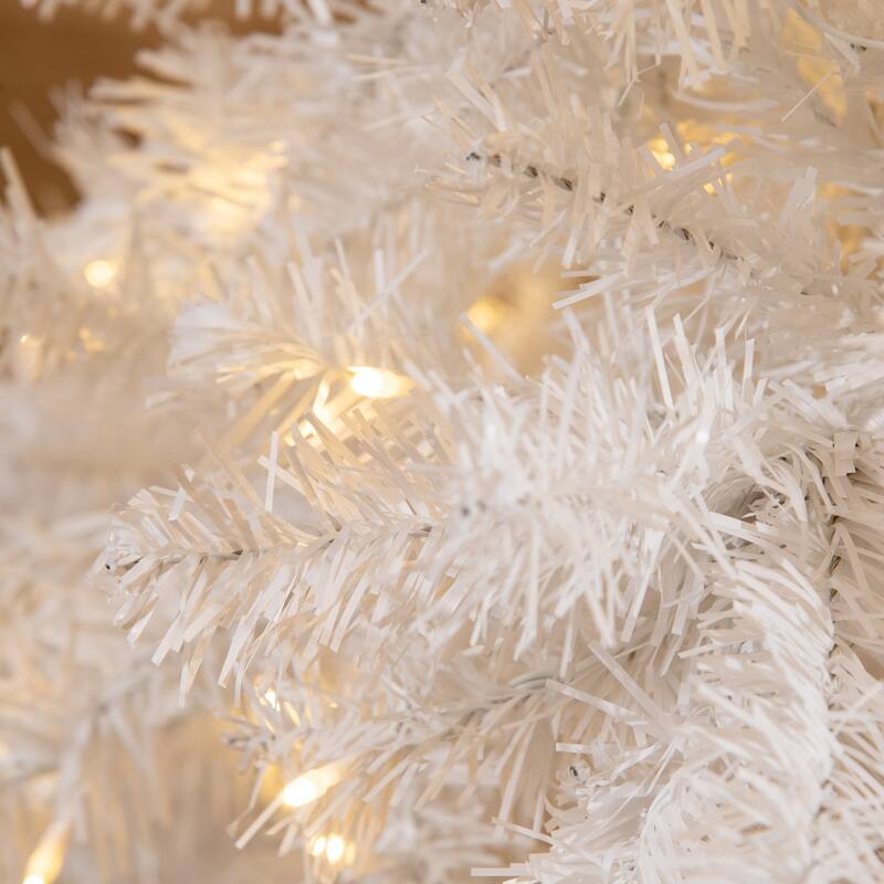 HOMCOM White Christmas Tree with Lights, Prelit LED Christmas Tree with Stand, 6 ft. Christmas Tree