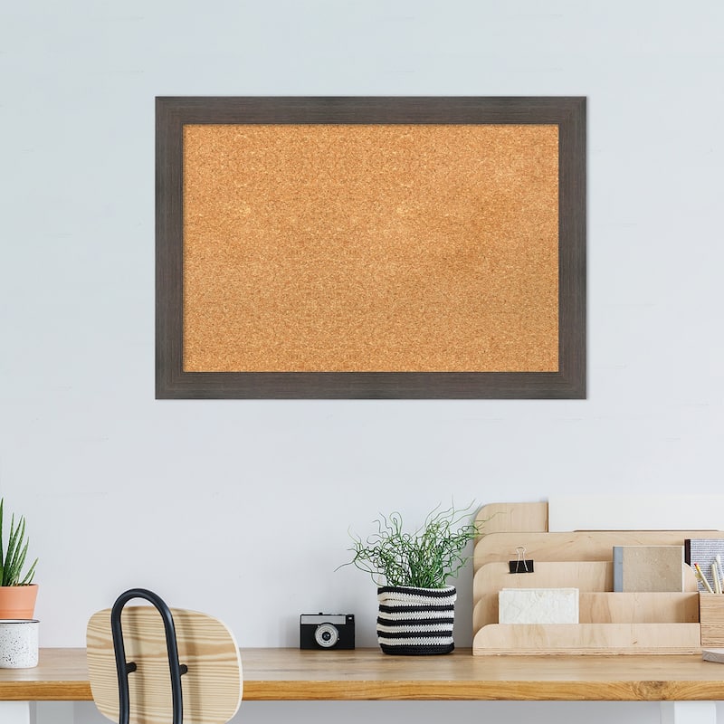 Hardwood Narrow Wood Framed Natural Corkboard Bulletin Board