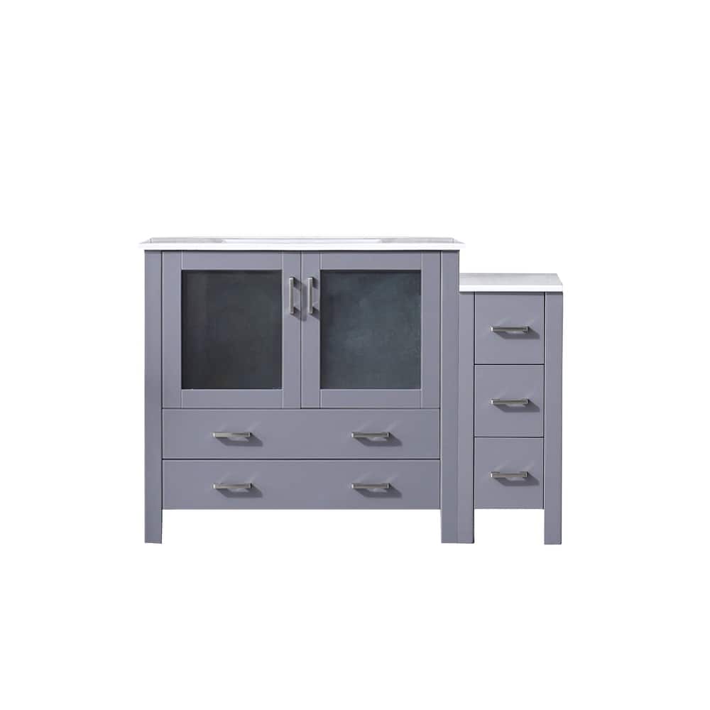 Volez Single Bath Vanity with Side Cabinet and White Ceramic Top