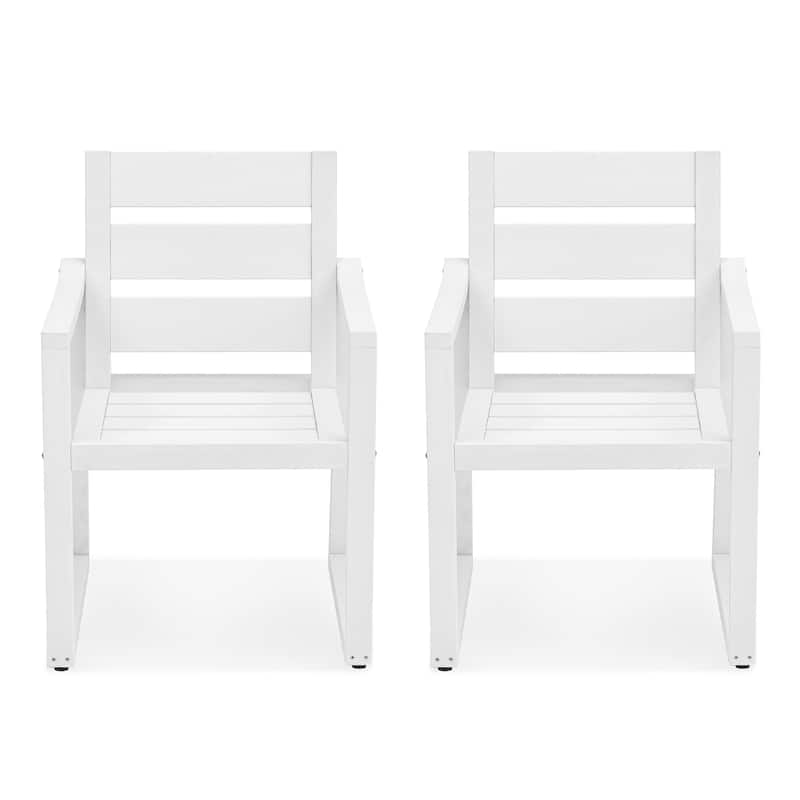 Stationary All-Weather Patio Square-Leg HDPS Dining Chairs (Set of 2) - 23.6"D x 24.6"W x 34.6"H