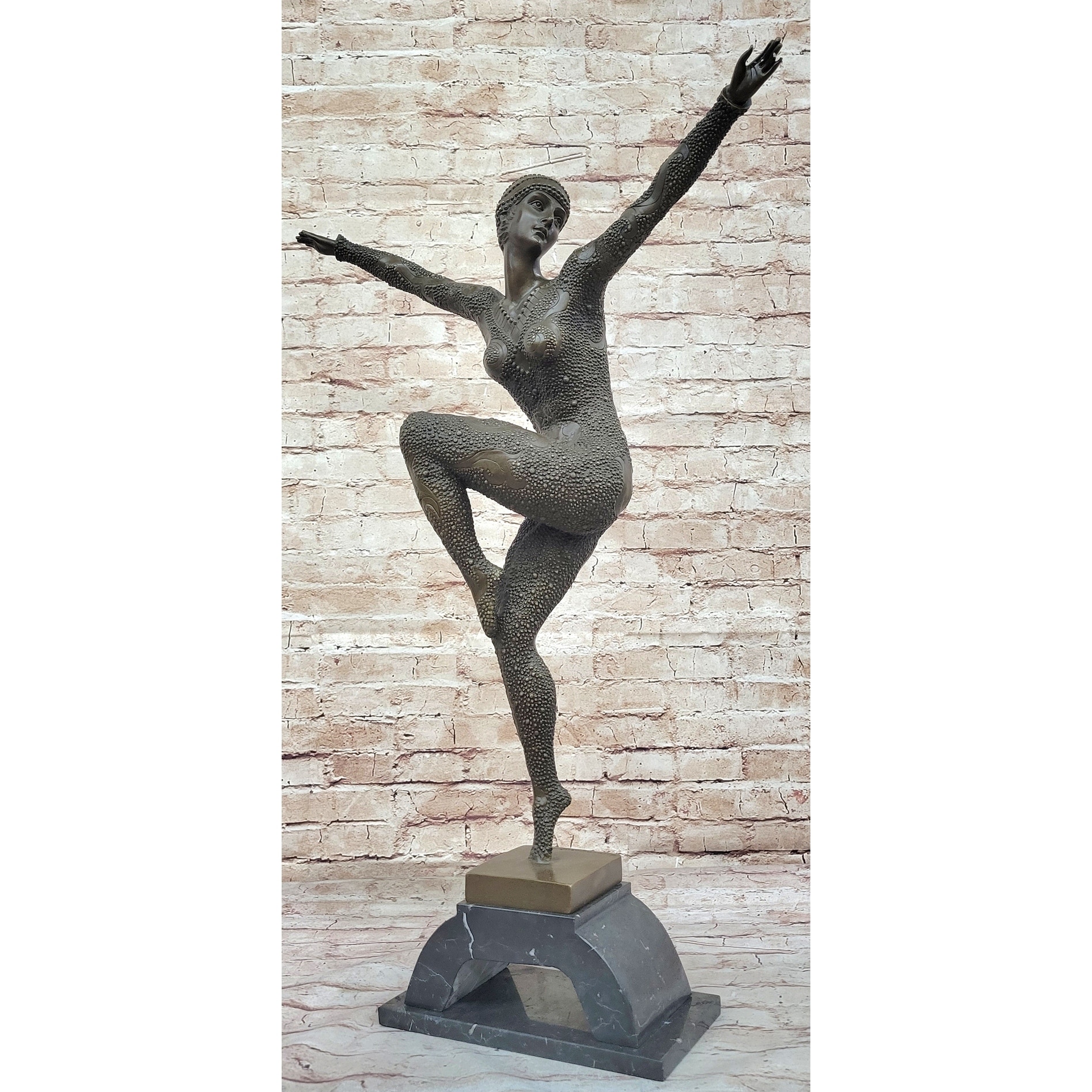 Hot Cast Bronze Chiparus Art Deco Starfish Dancer Girl On Marble Base