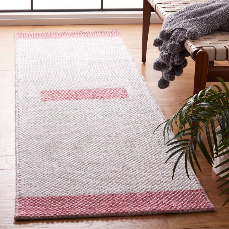 SAFAVIEH Handmade Natura Vroni Transitional Wool Rug - 2'3" x 8' Runner - Ivory/Pink