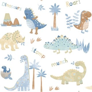 Galerie Wallcoverings Tiny Tots 2 Dinosaurs Non-woven Matte Wallpaper Roll