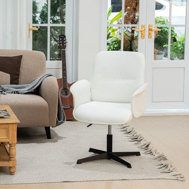 HomyLin Upholstered Accent Chair Swivel Side Chair with Armrest - Beige