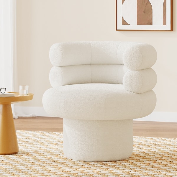 slide 2 of 28, Christopher Knight Home - Swivel Bliss American Design Upholstered Round Swivel Barrel Chair with Teddy Fleece Fabric White