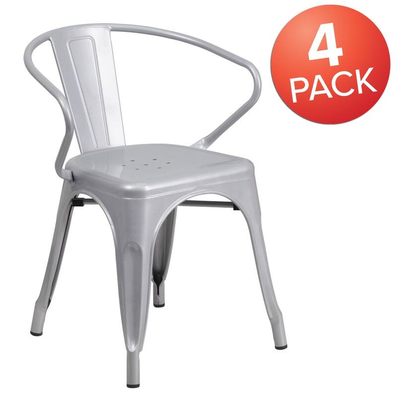 4 Pack Metal Indoor-Outdoor Chair with Arms