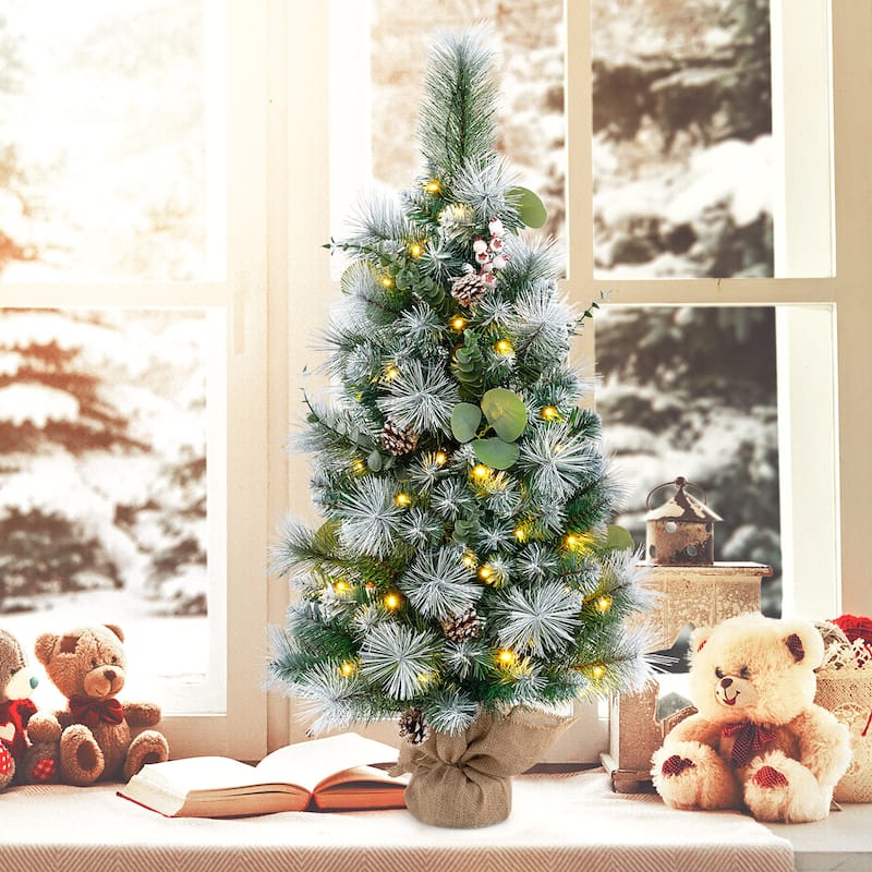 Gymax 3 FT Artificial Christmas Tree w/ 98 Branch Tips Pine Needles