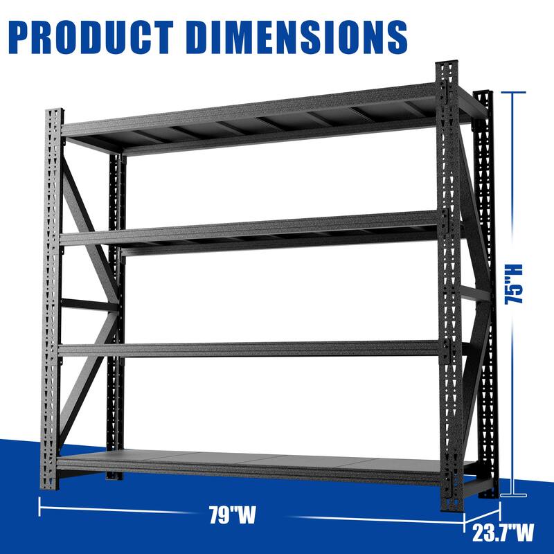 Heavy Duty Metal Adjustable Garage Shelves, 75"H Industrial Shelving Unit 4000LBS Capacity Steel Storage Rack