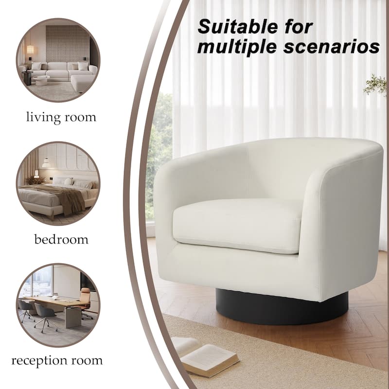 UIXE Set of 2 Swivel Barrel Accent Chair Velvet Armchair For Living Room