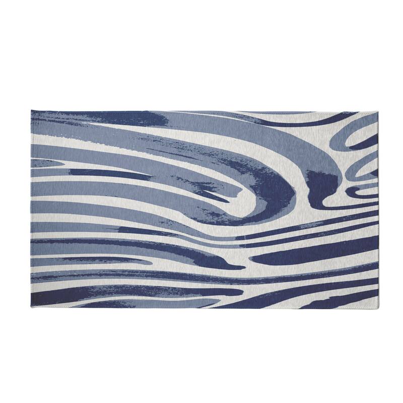 Dazzling Zebra Rug - 5' x 7' - Navy Blue