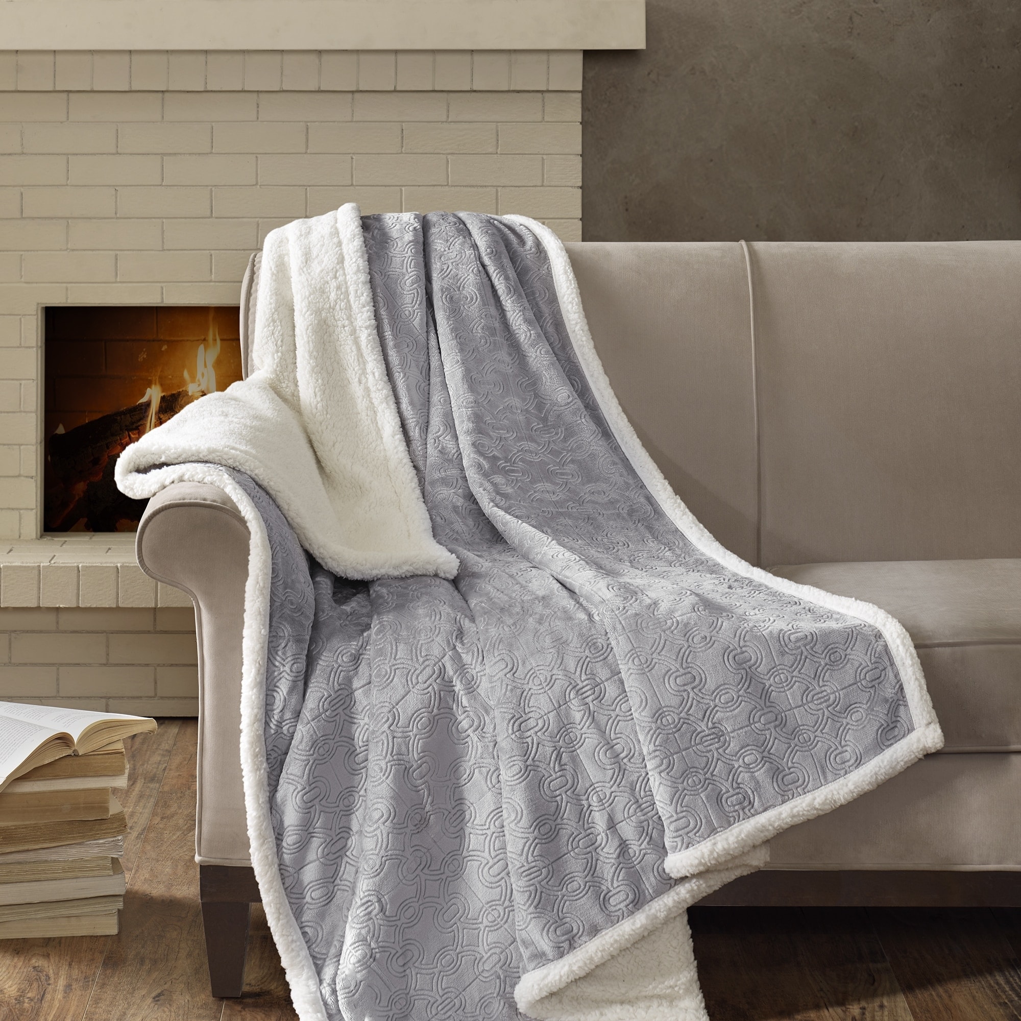 Madison Park Elma Oversized Textured Plush Berber Throw